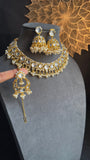 Handmade Faux Kundan Necklace Tikka Jhumka - BOLLYWOOD