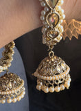 Trendy Jhumka Bangle with Reverse AD Stones and Pearl Beads - Indian & Pakistani Jewelry