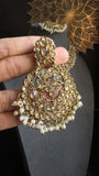 Mehendi Kundan Reverse AD Choker Earrings  Tikka - BOLLYWOOD