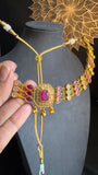 3 Layer Gold-Plated  Ruby Kemp Necklace Set - FUSION