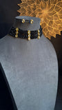 Regal Black Onyx Beads Choker with Kundan Meenakari - BOLLYWOOD