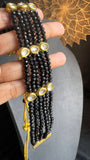 Regal Black Onyx Beads Choker with Kundan Meenakari - BOLLYWOOD