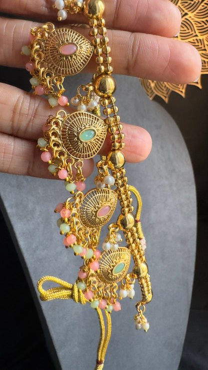 Pastel Gold Rajwadi Choker with Danglers - BOLLYWOOD