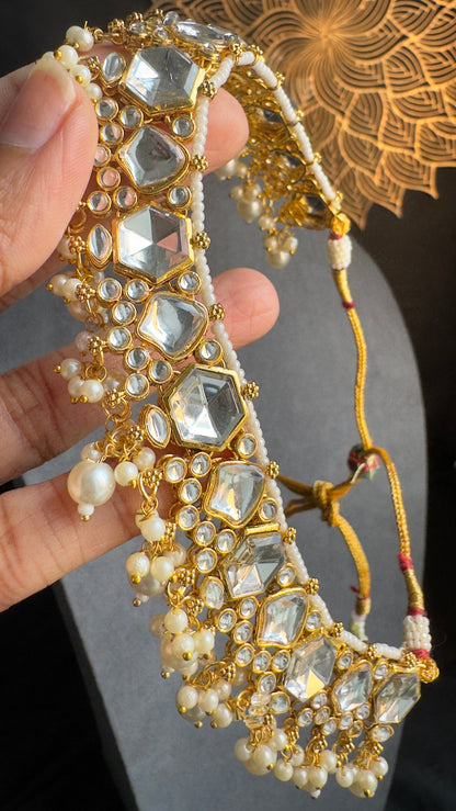 Handmade Faux Kundan Necklace Tikka Jhumka - BOLLYWOOD