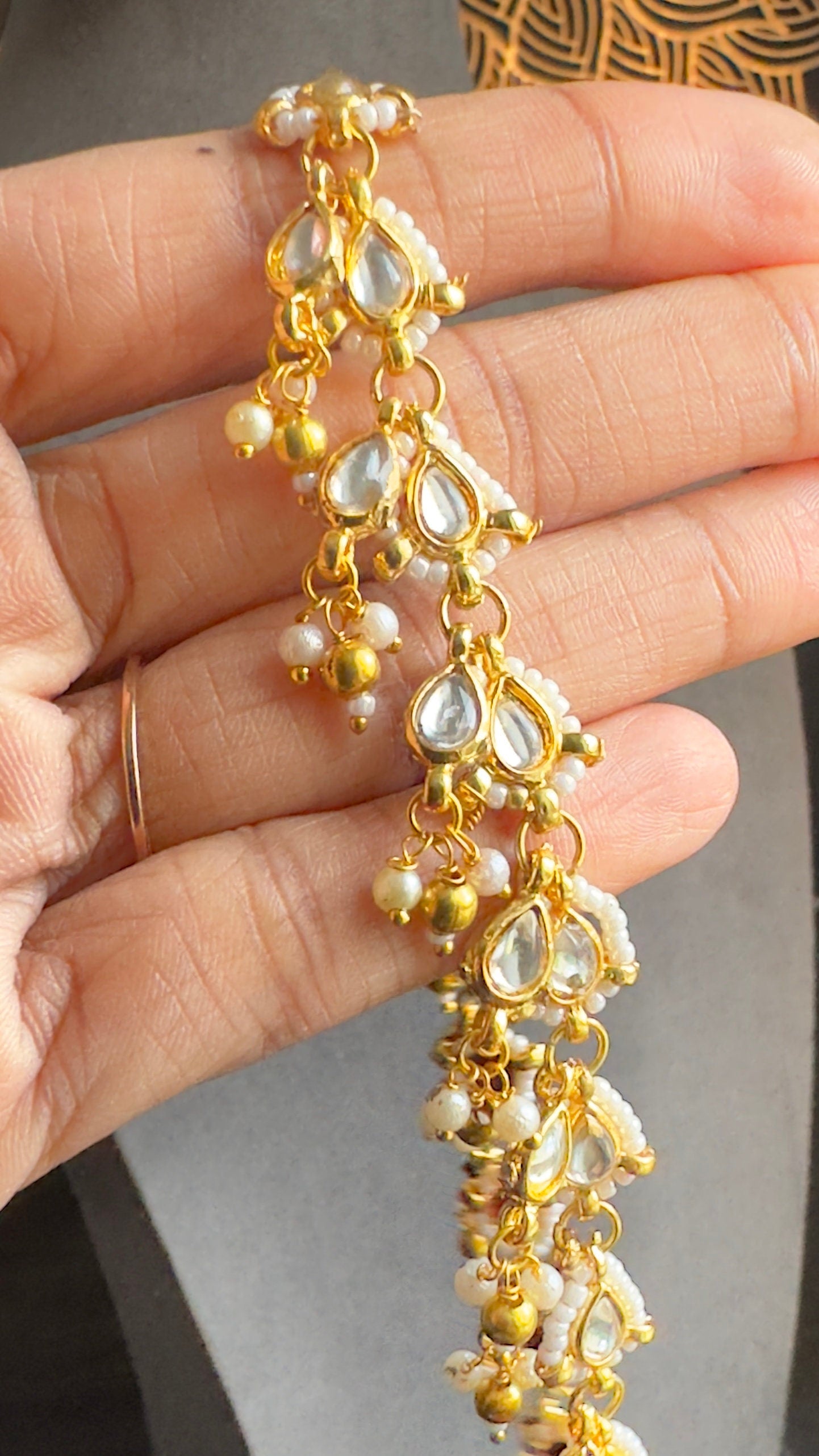 Pearl Kundan Meenakari Anklet with Beads - GOLUSU