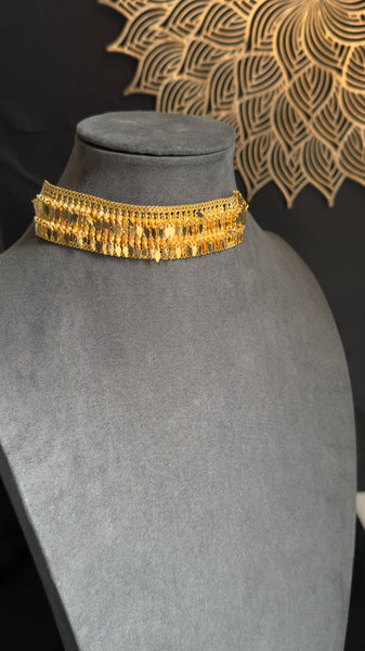 2 Line Traditional Ilakathali South Indian Gold Choker Necklace Set - TRADITIONAL