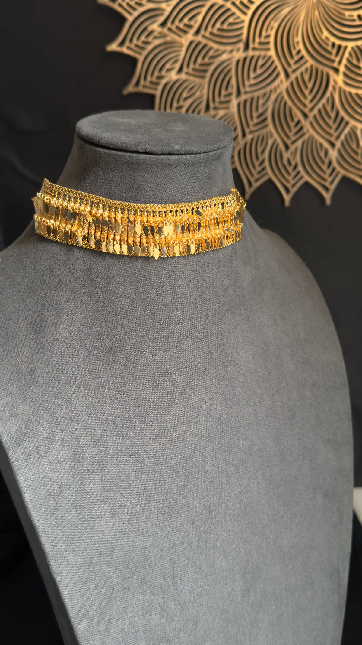 2 Line Traditional Ilakathali South Indian Gold Choker Necklace Set - TRADITIONAL