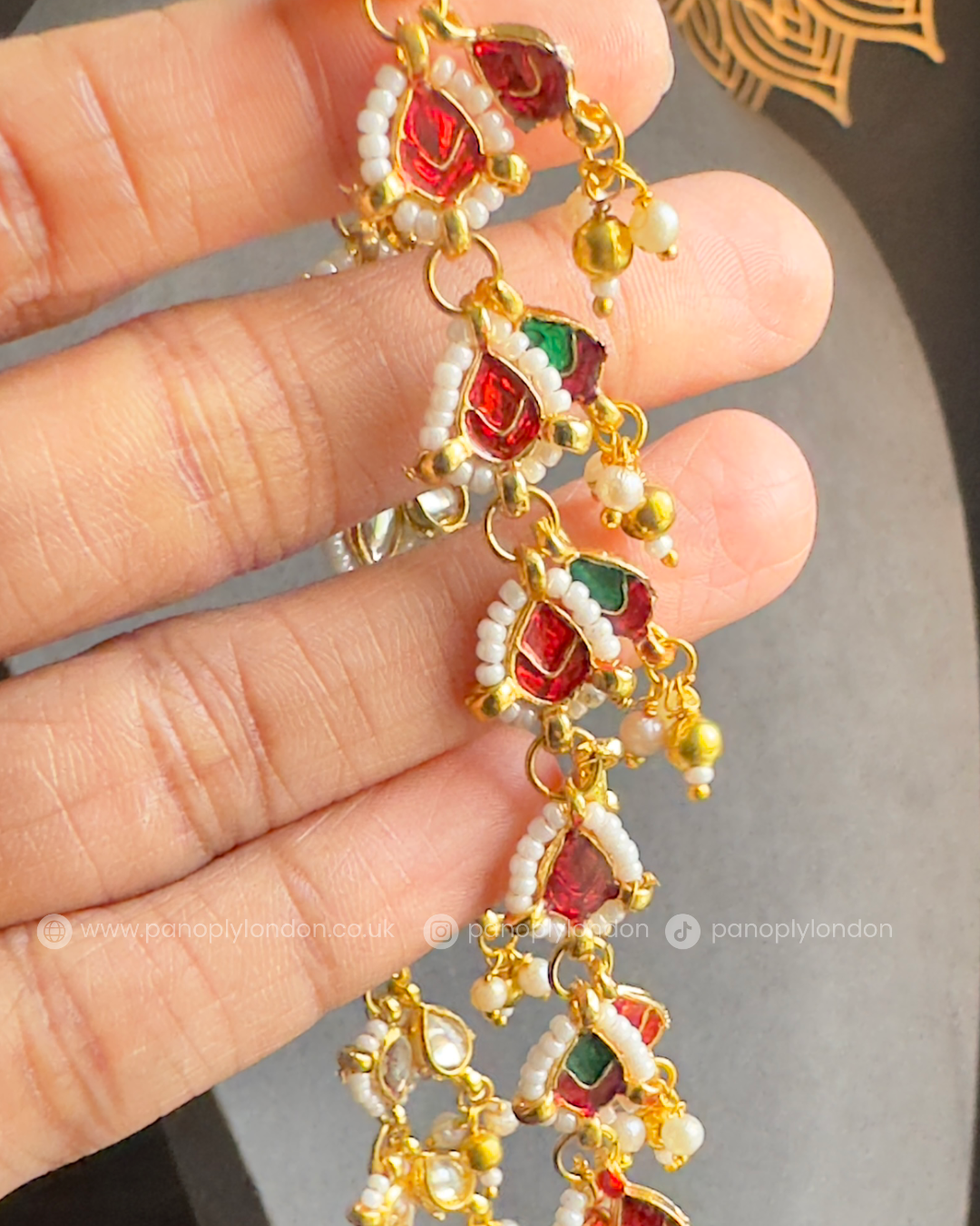 Pearl Kundan Meenakari Anklet with Beads - GOLUSU