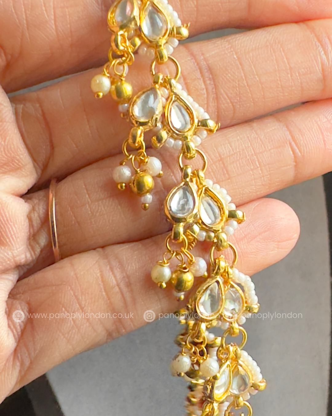 Pearl Kundan Meenakari Anklet with Beads - GOLUSU