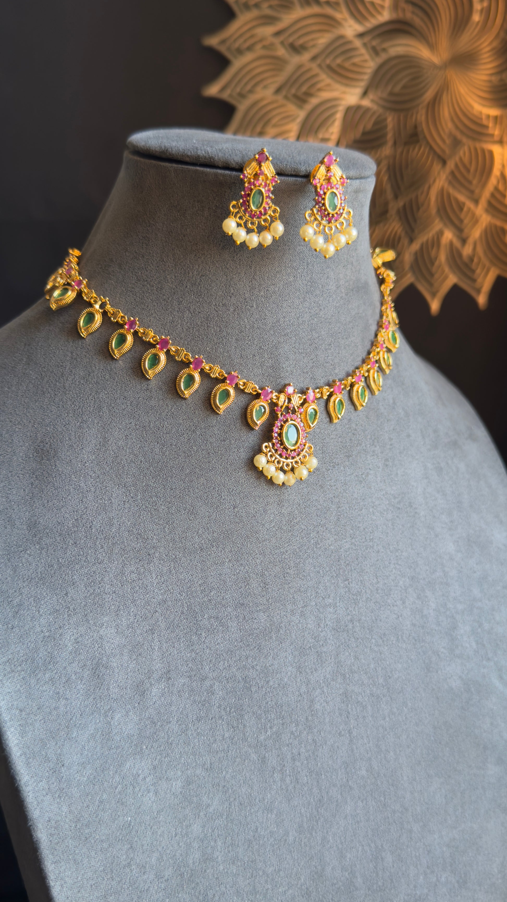 Kerala Gold necklace and earrings on 