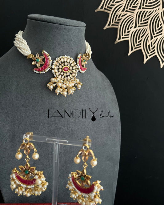PANOPLY  reversible 2 in 1 choker set | Polki Kundan Choker, Bollywood jewellery, Indian Pakistani choker set