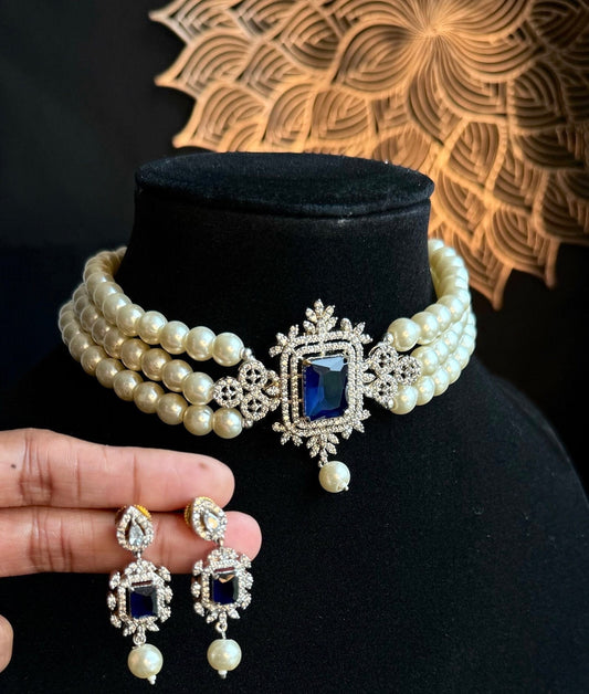 PANOPLY Pearl choker Jewelry Set/bridesmaid jewelry bridal jewelery/indian  jewellery/pearl necklace/