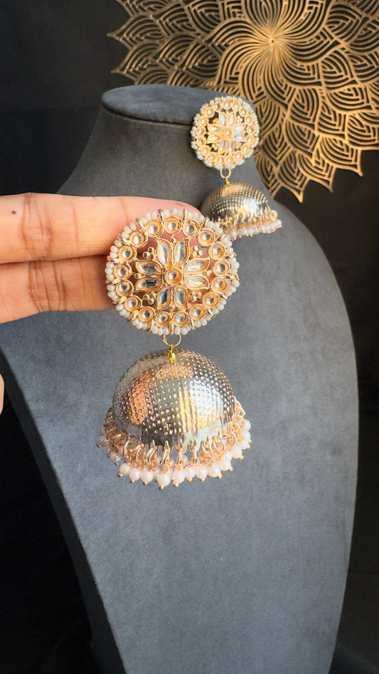 PANOPLY Bollywood Rosegold hastha dome shaped jhumki earring/ Indian Earrings/ pearl  jhumka /Pakistani Earrings / bollywood Earrings